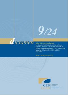 Dictamen 9/24 de 28 de junio sobre el Proyecto de Decreto  por el que se establecen las normas técnicas, higiénico-sanitarias y medioambientales de las explotaciones ganaderas en la CAPV 